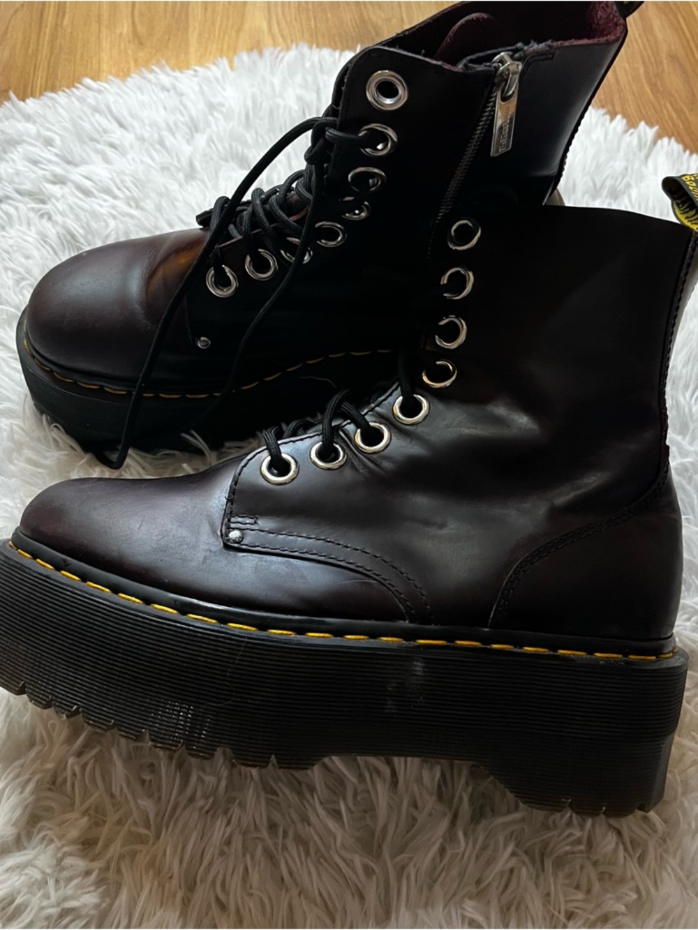Dr. Marten Jadon Max Leather Platform Boots in Oxblood Atlas - Picture 14 of 15